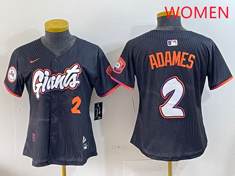 Women San Francisco Giants #2 Adames Black Joint Name Nike 2025 MLB Jersey style 7